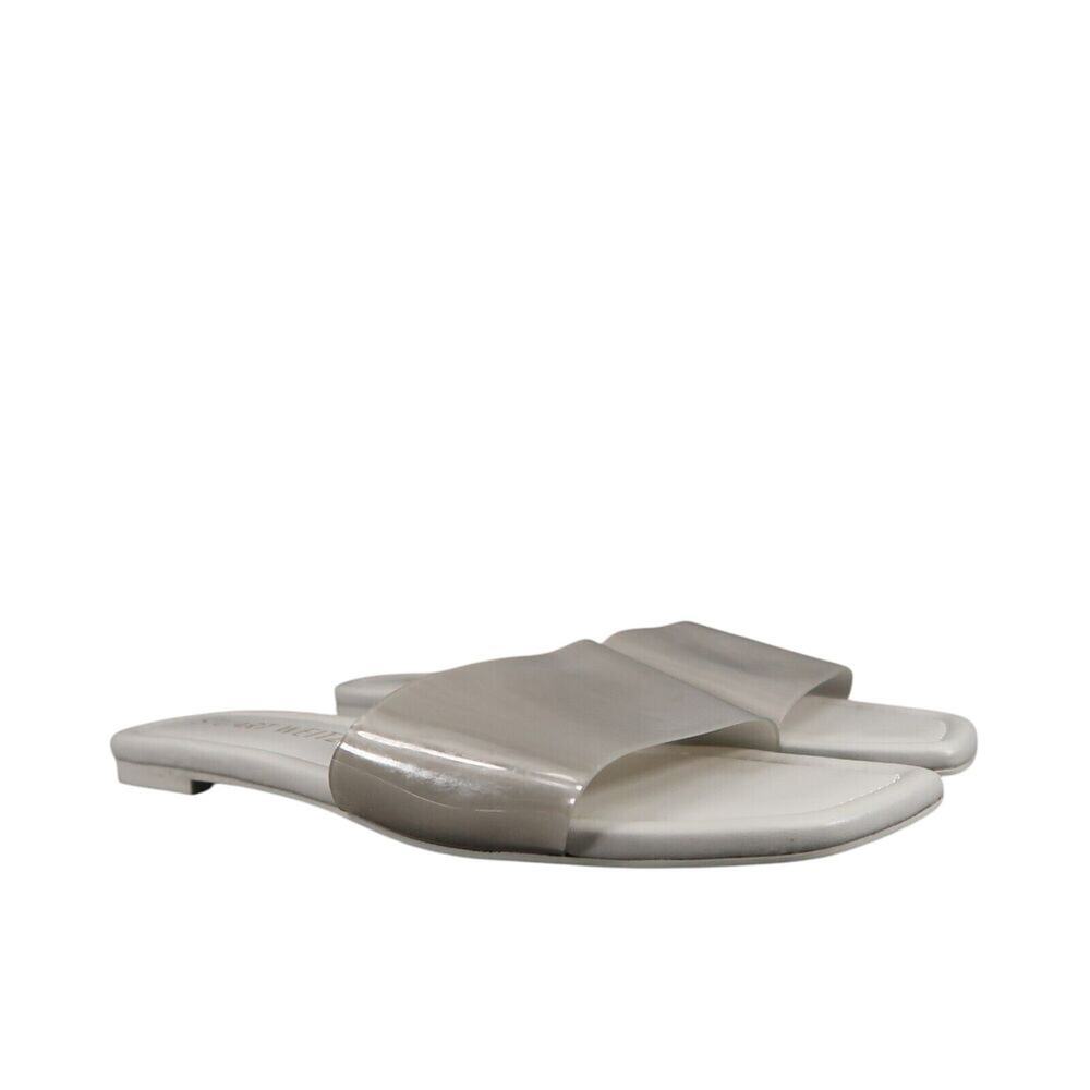 Stuart Weitzman Shoes Womens 8 Sandal Slides Jelly Flat Square Toe Grey Summer